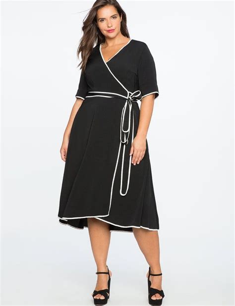 True Wrap Dress With Piping Detail Wrap Dress Plus Size Dresses