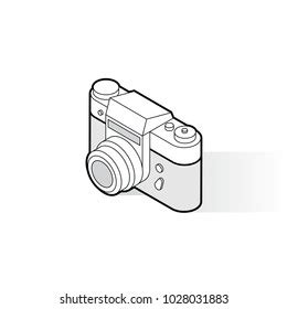 Camera Isometric Outline Drawing Vector Illustration Stock Vector