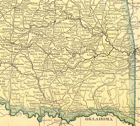 1911 Antique OKLAHOMA Map of Oklahoma State Map Gallery Wall | Etsy