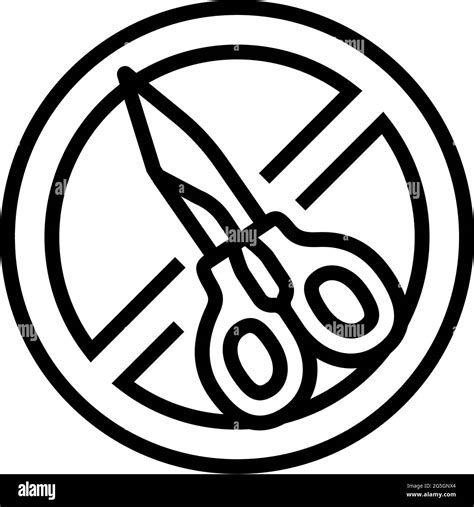 Scissor Use Prohibition Sign Line Icon Vector Illustration Stock Vector