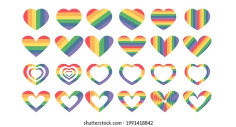 Pride Flag Heart Shape Icon Set Stock Vector Royalty Free 1991418842