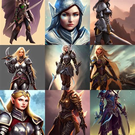 Elf Female Paladin In Armor With Claymore Dandd Stable Diffusion