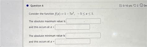 Solved Consider The Function Fx1−7x2−5≤x≤1 The Absolute