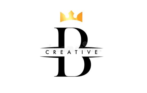 B Letter Logo with Creative Crown Design Icon and Golden Colors Vector ...