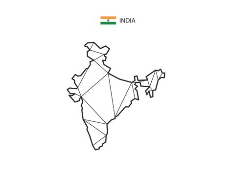 Mosaic Triangles Map Style Of India Isolated On A White Background