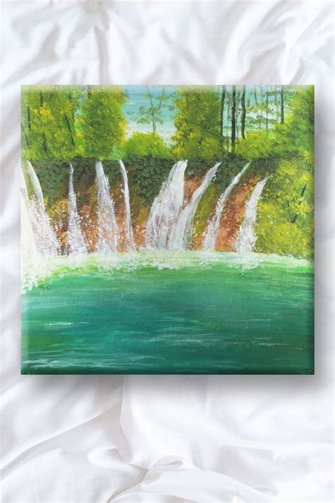 Easy Waterfall Painting with Acrylic | Waterfall paintings, Water ...