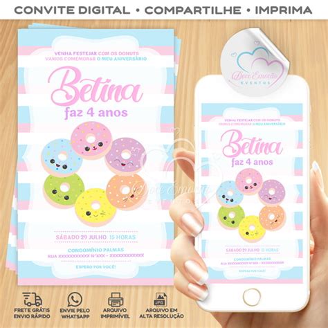 Convite Digital Donuts Elo7 Produtos Especiais