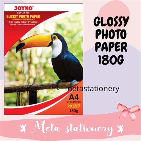 Jual Glossy Photo Paper Kertas Foto Joyko GSP A4 180 GSM 20 Lembar