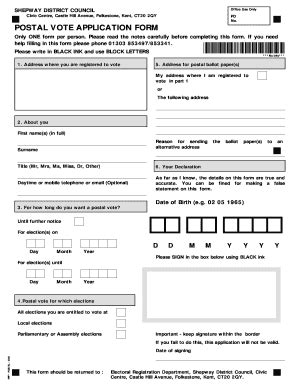 Uk Postal Vote Application Form Fill Online Printable Fillable