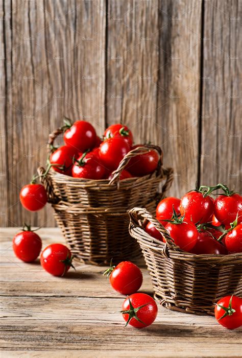 Baskets With Cherry Tomatoes Featuring Tomato Cherry And Vegetable