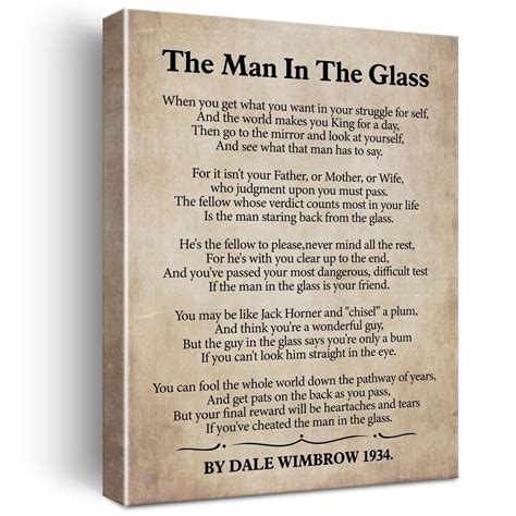 The Man In The Glass Poem Print Canvas Wall Art Home Decor When You Get What You Want In Your