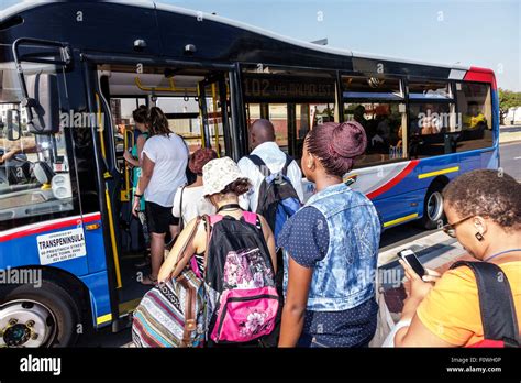 South Africa African Cape Town Myciti Bus Stop Riders Passenger