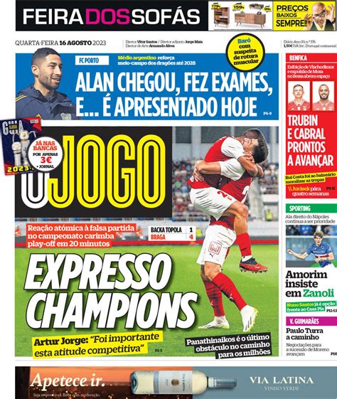 Capa Jornal O Jogo Agosto Capasjornais Pt