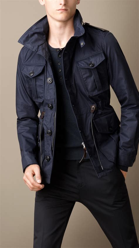 Lyst Burberry Resinated Canvas Alligator Trim Field Jacket In Blue For Men