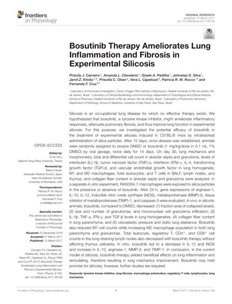 PDF Bosutinib Therapy Ameliorates Lung Inflammation And Fibrosis In