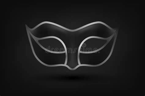 Vector D Realistic Black And Silver Carnival Face Mask On Black