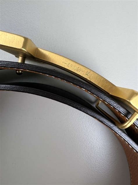 Myzah Ceinture Hermès En Cuir Réversible 38mm Boucle Constance Dorée