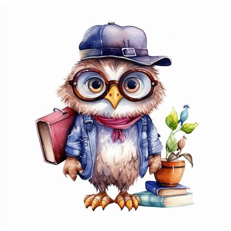 Premium Ai Image There Is A Cartoon Owl Wearing A Hat And Glasses