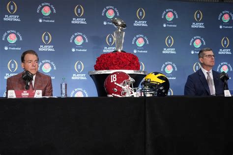 Rose Bowl Nick Saban Jim Harbaugh Address Media Ahead Of Cfp