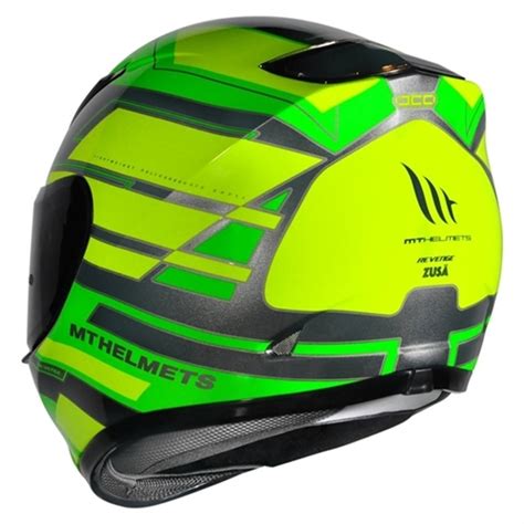 Capacete Mt Revenge Zusa Verde Fluor Brilho Grid Motors