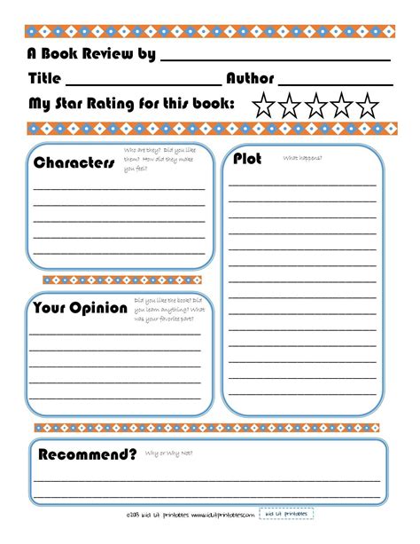 Printable Book Report Template