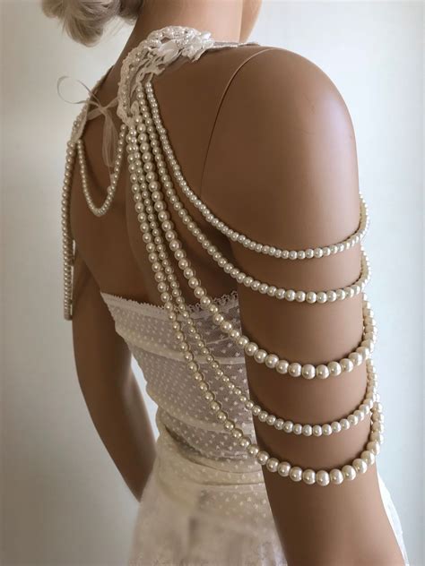 Ivory Pearl Lace Shoulder Necklace Shoulder Bridal Lace Etsy