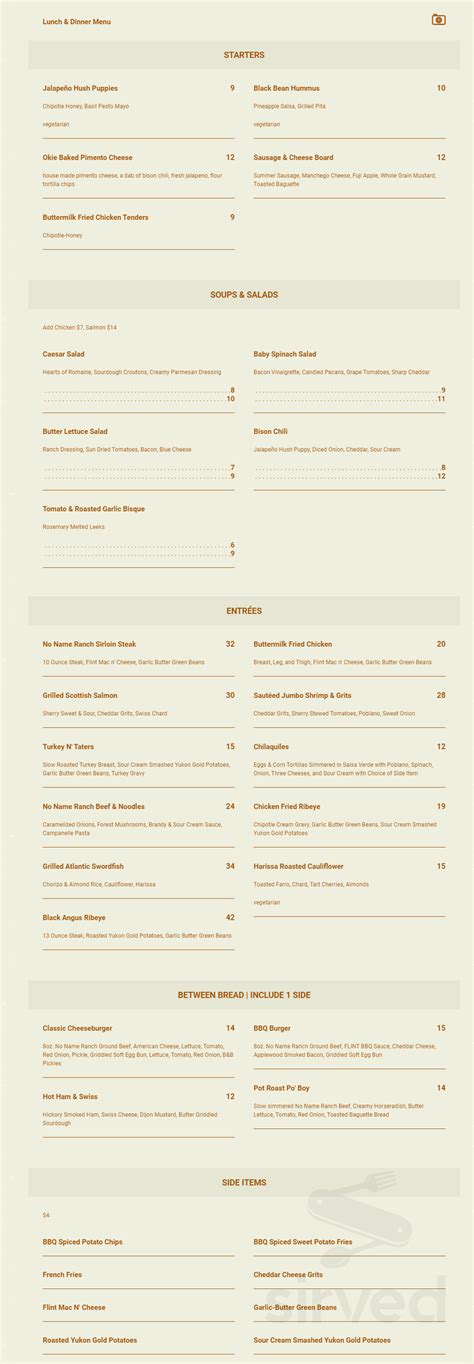 FLINT menu in Oklahoma City, Oklahoma, USA