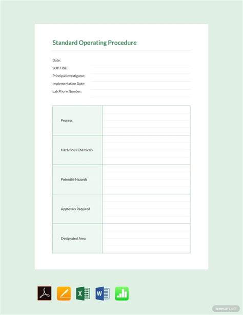 Blank SOP Template in PDF, Pages, Excel, Word, Apple Numbers, Google ...