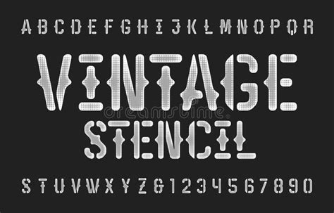 Vintage Stencil Alphabet Font. Textured Vintage Letters and Numbers ...