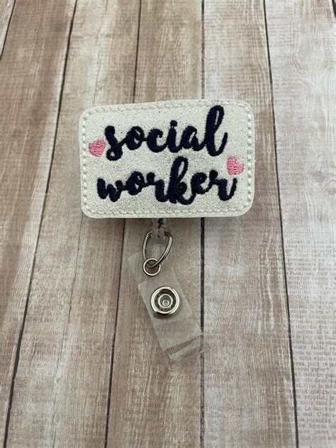 Social Worker Badge Reel Badge Holder ID Badge Reel ID - Etsy