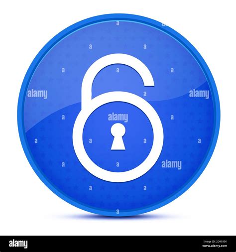 Padlock Open Aesthetic Glossy Blue Round Button Abstract Illustration