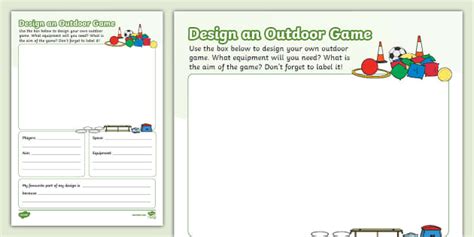 Design An Outdoor Game Worksheet Creat De Profesori