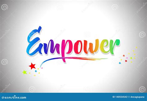 Empower Handwritten Word Text With Rainbow Colors And Vibrant Swoosh