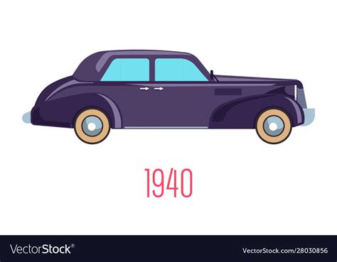 Retro Car 1940 Vintage Vehicle Isolated Icon Vector Image