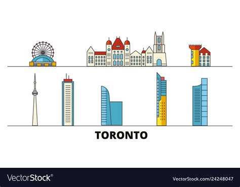 Canada toronto flat landmarks Royalty Free Vector Image