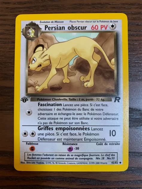 CARTE POKÉMON UNCO Persian Obscur 42 82 Team Rocket Edition 1 Wizards