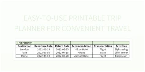 Free Itinerary Template Templates For Google Sheets And Microsoft Excel - Slidesdocs