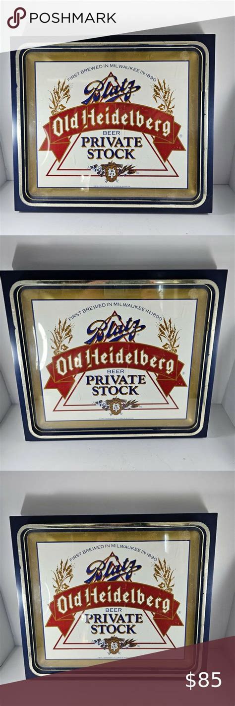 Vintage Blatz Old Heidelberg Private Stock Beer Sign 1986 Beer Signs