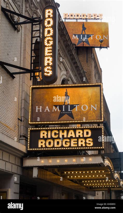 Hamilton, the hit Broadway musical at the Richard Rodgers Theatre in ...