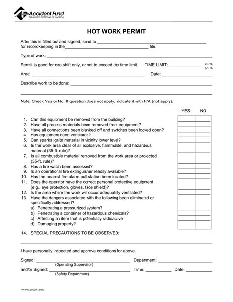 Hot Work Permit Template Fill Online Printable Fillable Blank Pdffiller Atelier Yuwa Ciao Jp