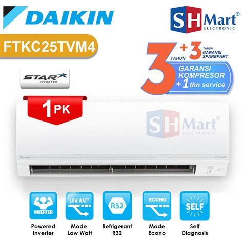 Jual AC 1 PK DAIKIN THAILAND FTKC 25TVM4 FTKC25TVM4 STAR INVERTER