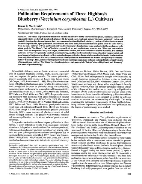 (PDF) Pollination Requirements of Three Highbush Blueberry (Vaccinium ...