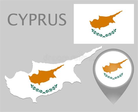 De Vlag Van Cyprus Kaart En Kaartwijzer Vector Illustratie