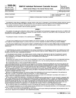 Fillable Online Irs Form 5305 SA Rev 03 2002 SIMPLE Individual