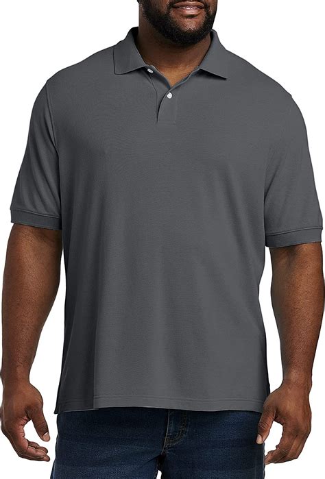 Dxl Big And Tall Essentials Pique Mesh Short Sleeve Polo Shirt Grey