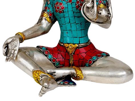 Saviour Goddess Green Tara Tibetan Buddhist Inlay Statue In Brass