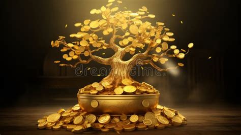 Gold Money Tree Lucky Wallpaper Stock Illustration Illustration Of