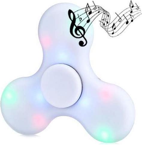 Hand Spinner LED Verlichting Bluetooth Speaker Wit Bol