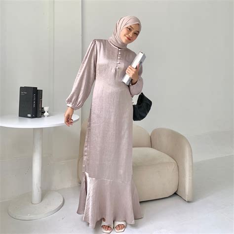 Jual Arsyy Id Alita Dress Bahan Santorini Silk Shimmer Premium