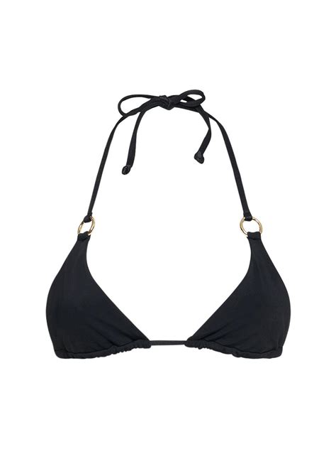 Louisa Ballou Mini Ring Triangle Bikini Top In Black Lyst